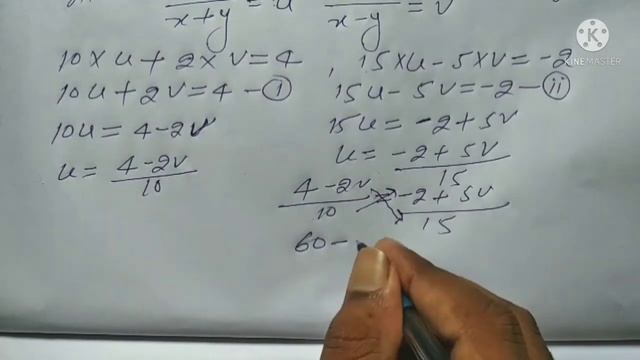 10/X+y + 2/x-y =4,15/X+y - 5/x-y=-2 || Ncert Book 10th class प्रश्नावली 3.6 Questionnumber 1(Vii)