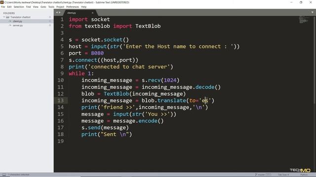 Chat app in python | language translator | NLP | Socket |Textblob | python project| 2020 | chatbot