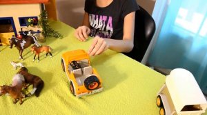 Джип с Прицепом-Коневозкой от Шляйх, игрушки Schleich, видео для детей, лошади, амуниция, конюшня