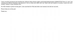 Apple: SQLite Manager 4 : unable to open database file