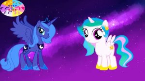 My Little Pony Transforms - Princess Luna Celestia From Baby to Princess - Coloring Videos For Kids