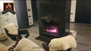 Как построить современный дровяной камин с каминной топкой АСТОВ ПС 9074 в центре гостиной недорого