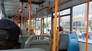 Кемерово, поездка вечером в трамвае БКМ-60102 № 175 по 1 маршруту до цирка