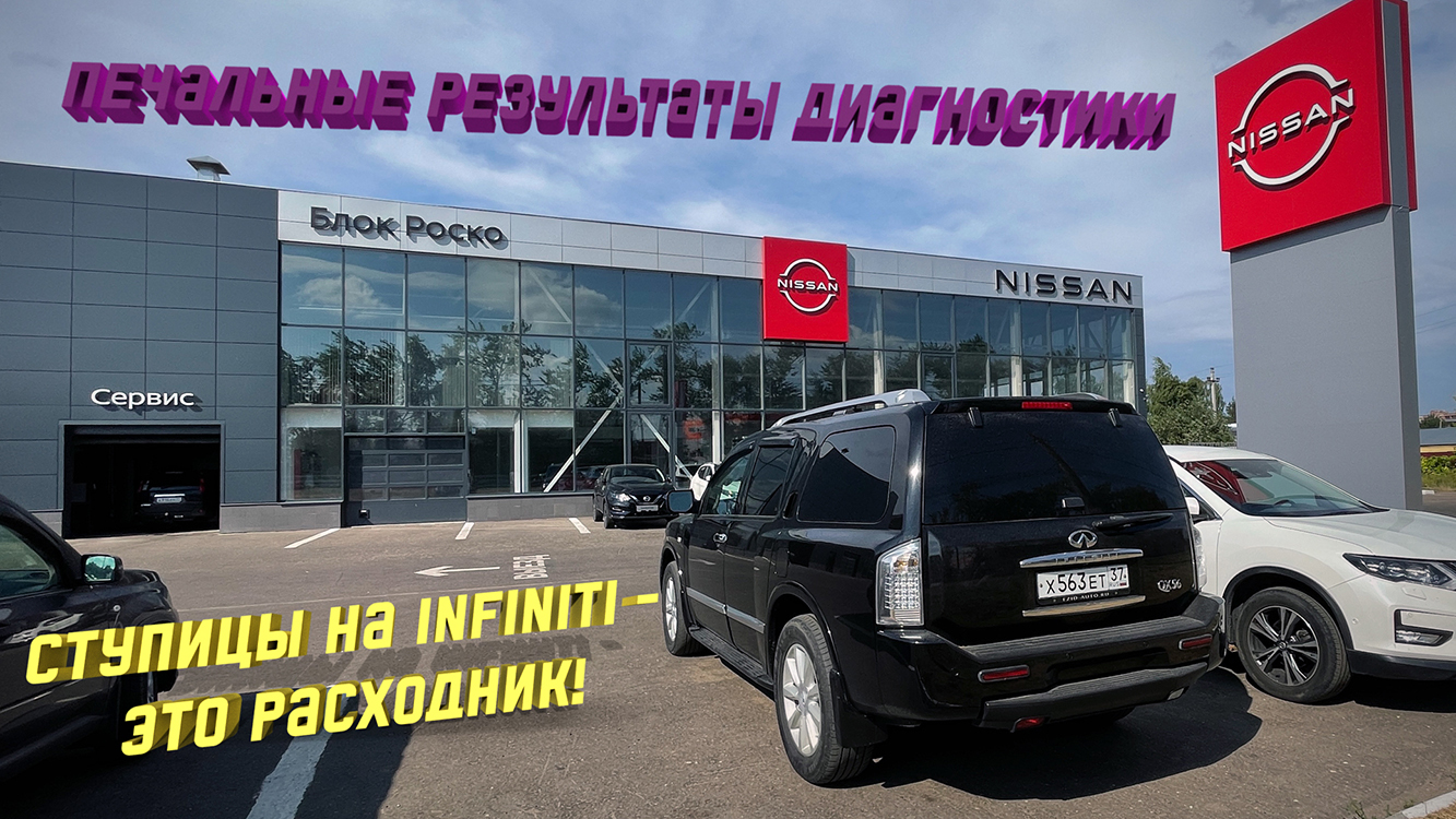 Диагностика подвески Infiniti QX56 у дилера Nissan в Иваново. Снова попадалово на ступицы. JA60