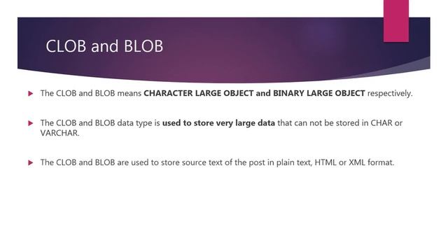 7 CLOB and BLOB in SQL String Values смотреть онлайн
