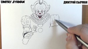 How to draw Pennywise, IT, Как нарисовать Пеннивайза, ОНО