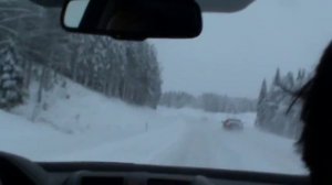 Финляндия.  Метель. Дорога "К Деду Морозу" /Finland. Blizzard. Highway "Santa Claus"