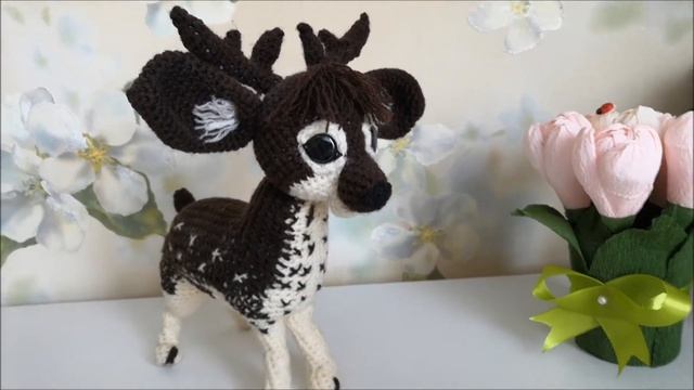 Собака пудель и олененок вязаные крючком. смотреть онлайн