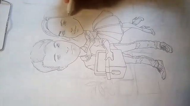 Портретная иллюстрация молодой пары на годовщину смотреть онлайн