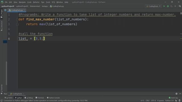 Find Max Number Of List | Program 84 | Solutions For Python 100 Exercises | CodingFacts