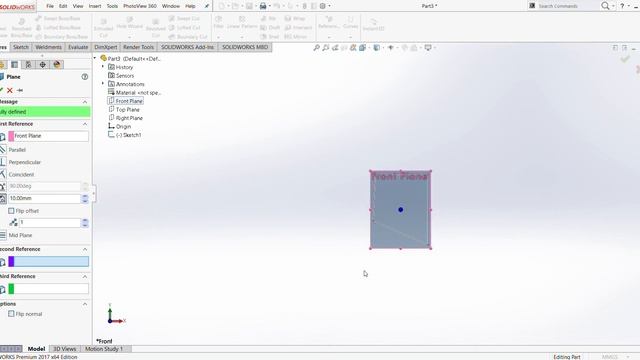 How to select refrence plane on sketch in solidworks