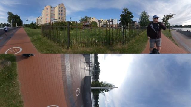 Покатушки на моноколесе. Набережная Верхнего озера, Калининград. смотреть онлайн