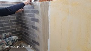Имитация кирпичной кладки мраморной крошкой( технология АМК)