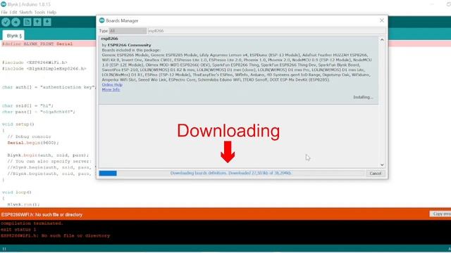 Add ESP8266 library to Arduino IDE | ESP8266WIFI.h: No such file or directory | Problem solved