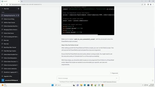 In python how to pass an array argument to powershell script