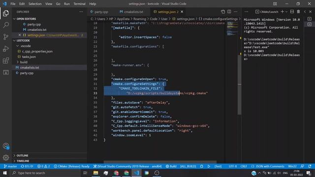 Install cpp libraries and include them in vscode using vcpkg and cmake (windows ,MSVC compiler )