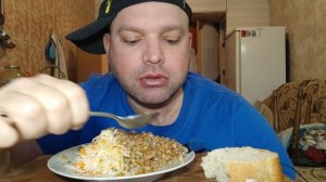 Обжор гречка по купечески и колбаса любительская/МУКБАНГ ПП завтрак