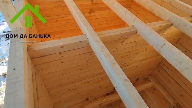 Обзор дома-бани из бруса 6х6 с террасой и мансардой