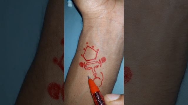 how to make lion tattoo on hand with pen #shorts