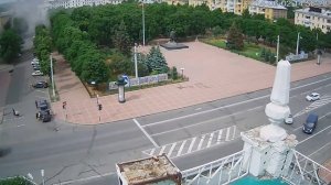 Луганск - авиаудар по зданию ОГА, web-камера 02.06.2014