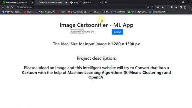 Image Cartoonifier (End to End) Project Using Machine Learning and OpenCV with Flask | UBprogrammer