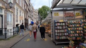 ⁴ᴷ⁶⁰ Walking in Amsterdam | Flower [seed] market | Bloemenmarkt. Binaural ASMR 3D Sound.