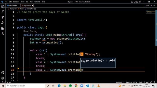 Java conditions | write a program to print days | #8 смотреть онлайн