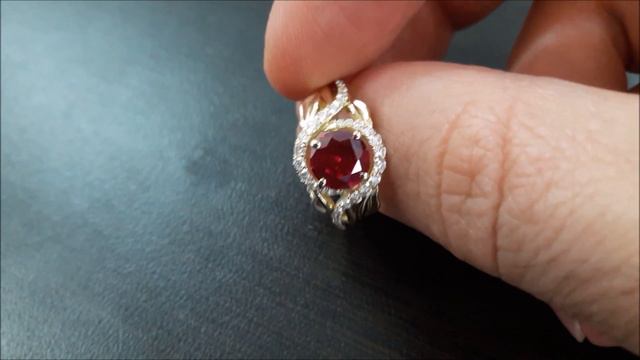 1.5CT Natural Ruby Leaf Engagement Ring 14K Yellow Gold Engagement Ring Ruby Leaf Ring смотреть онлайн