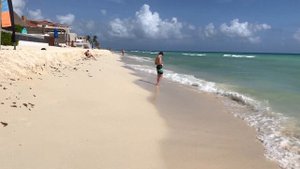 4K HDR Walking Playa del Carmen BEACH, Playacar beach walk tour
