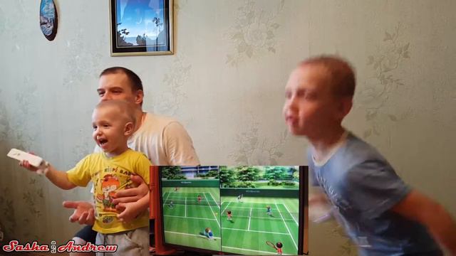 Wii челлендж #2 БОЛЬШОЙ ТЕННИС Саша против Андрея Кто победит || Саша и Андрей