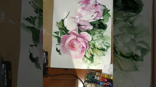 Процесс рисования акварельных пионы смотреть онлайн