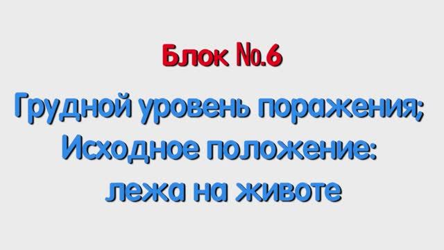 Блок 6 – грудной уровень поражения; исходное положение лежа на животе.