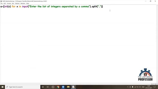 Selection Sort in Python | Animated Example | The Last Minute Professor