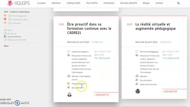 Guide de navigation pour accéder à la documentation relative aux ateliers virtuels de l'AQUOPS 2020 смотреть онлайн