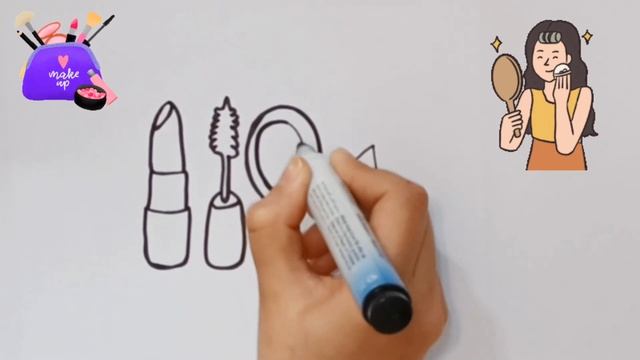 Drawing and coloring makeup set for children and minors: learning to draw lipstick step by step смотреть онлайн