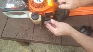 How to clean the air filter on a Stihl  hs45