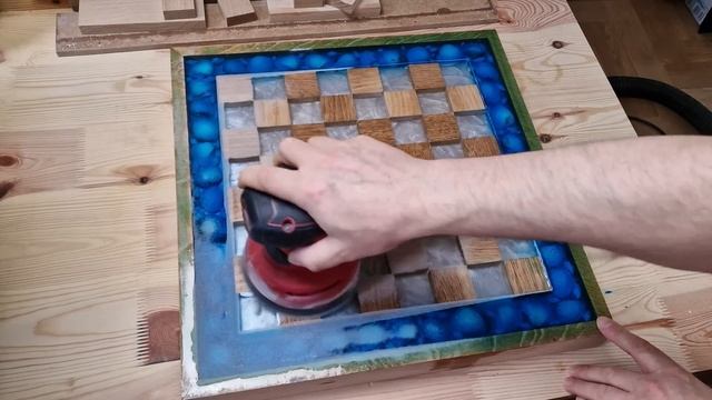 Ocean Chess of Oak and Epoxy with Floating effect and LED смотреть онлайн