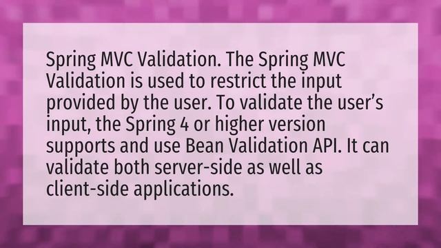 How does Spring MVC provide validation support? смотреть онлайн