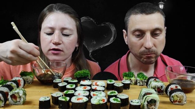 МУКБАНГ ПОСТНЫЕ РОЛЛЫ | MUKBANG VEGETABLE ROLLS RUSSIAN FOOD | #rolls #роллы #mukbang #asmrrussia