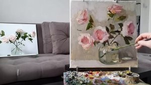 Как гармонично писать фон. Розы. Живопись маслом