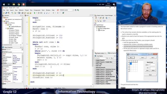 Delphi 2D Arrays - StringGrids (Bus seat booking) смотреть онлайн