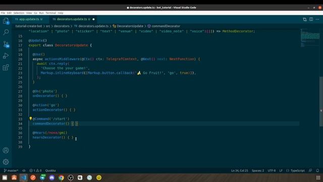 Telegram BOT на NestJS - 4 часть - Декораторы