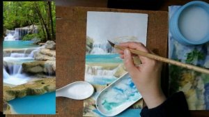 Водопад Тайланд минеральные краски.