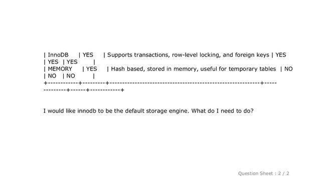 MySQL change Mysql Default Engine To Innodb 