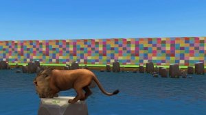 Paint Animals Gorilla Cow Tiger Lion Elephant Fountain Crossing Animal Cartoon 1