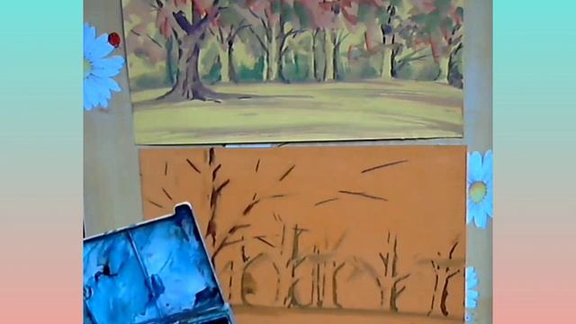 Урок рисования 2. Как нарисовать осень. Осенняя роща.