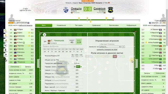 Игра моей команды в Футбольном месенджере.  Чемпионат 7-й тур