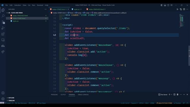 Horizontal Scroll By Click and Drag Event with JavaScript !!! | Day 26 #javascript30 | Dev and Talk смотреть онлайн