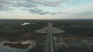 Закат, город, река, дорога, мост. Sunset, road, river,  bridge, city