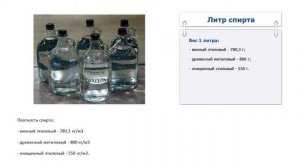 Сколько весит литр спирта